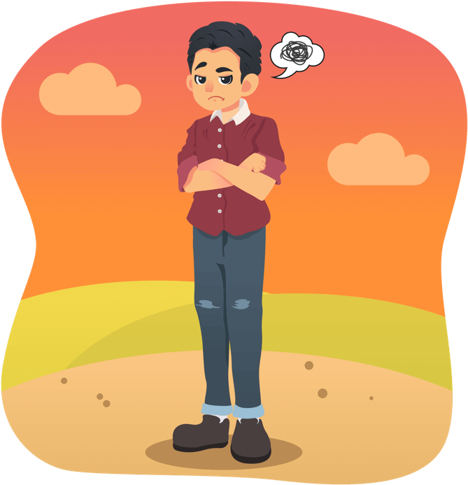 Grumpy Disappointed Man Standing Outside - Illustration (750x750), Png Download