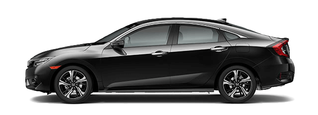 2017 Honda Civic Touring Black Exterior Model Side - Ford Focus Titanium Sedan 2018 (640x300), Png Download