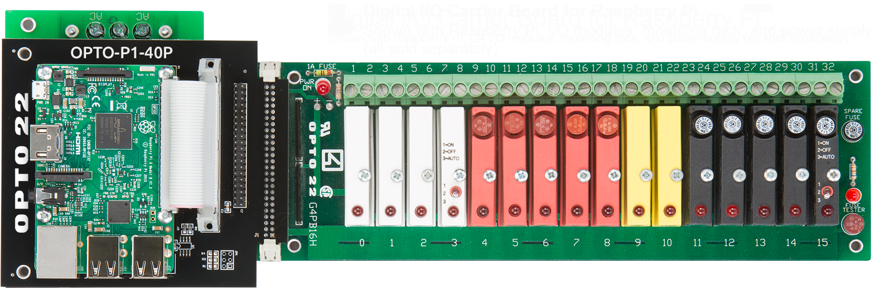 Digital I/o Carrier Board For Raspberry Pi - Raspberry Pi 3 + Rsp 2, Pi3+rsp2 (1800x596), Png Download