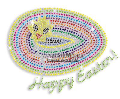Best Happy Easter Letters With Egg Hotfix Neon Rhinestud - Circle (450x450), Png Download