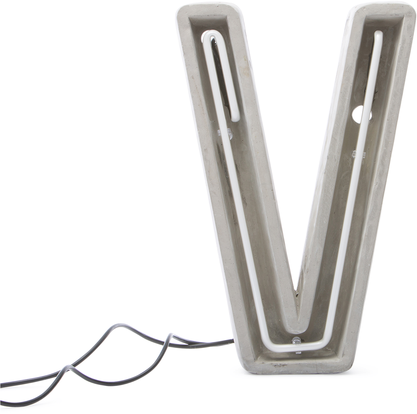 Alphacrete, Concrete Neon Light V-0 - Néon Alphacrete Table Lamp - Letter V - Indoor / Outdoor (2000x1712), Png Download