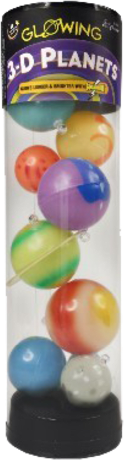 3-d Planets In A Tube Glow Inthe Dark - Glowing 3d Planets (350x979), Png Download