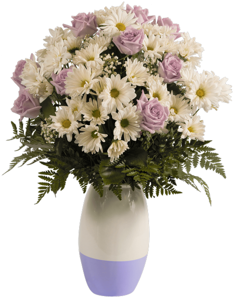 Daisy And Rose Vase Large Lavender • $74 - Bouquet (500x611), Png Download
