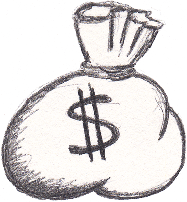 Cartoon Money Bag - Draw Cartoon Money (369x400), Png Download