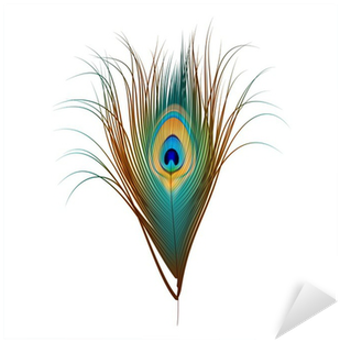 Vector Peacock Feather Isolated On White Sticker • - Peacock Feather Vector (400x400), Png Download