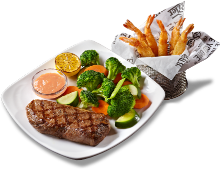 Steak & Torpedo Shrimp - Negimaki (444x348), Png Download