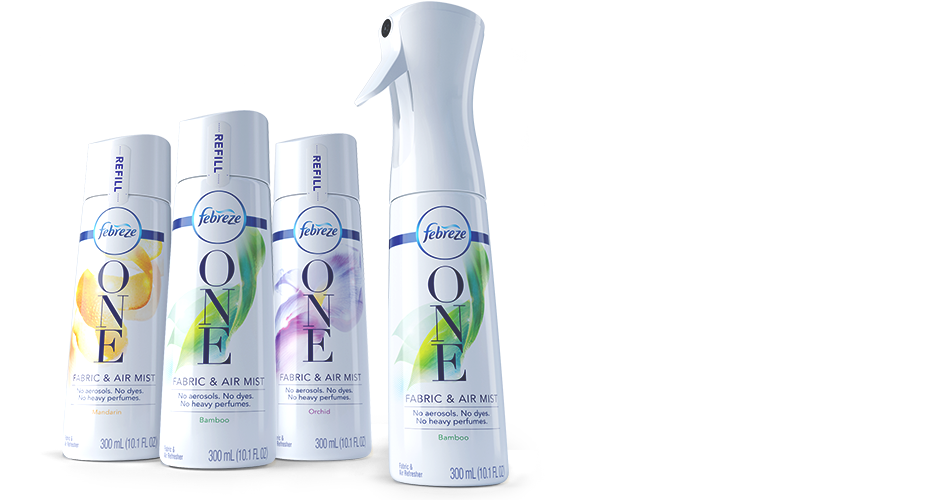 Clean Away Odors With No Heavy Perfumes - Febreze One Fabric And Air Mist (940x500), Png Download