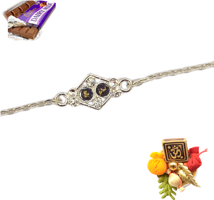 Silver Colored Designer Rakhi - New Silver Rakhi Design (435x435), Png Download