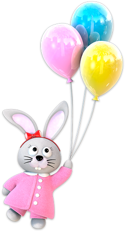 Conejita Volando Con Globos - Stickers Effet 3d- Lapin Ballons (490x490), Png Download