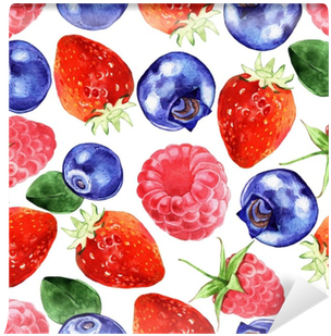 Watercolor Berries Seamless Pattern Isolated On White - Stock Illustration (400x400), Png Download