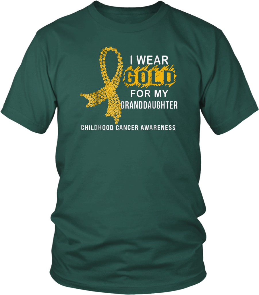I Wear Gold For My Granddaughter Gold Ribbon T-shirt (1024x1024), Png Download