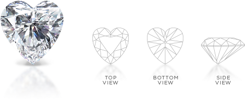 Heart Shape Diamond Facets - Diamond (540x242), Png Download