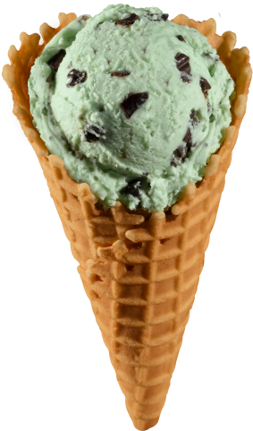 Waffle Cone Ice Cream - Mint Chocolate Chip Ice Cream In A Waffle Cone (300x494), Png Download