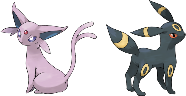 Eevee Evolves Into Espeon And Umbreon - Day And Night Eevee (750x375), Png Download
