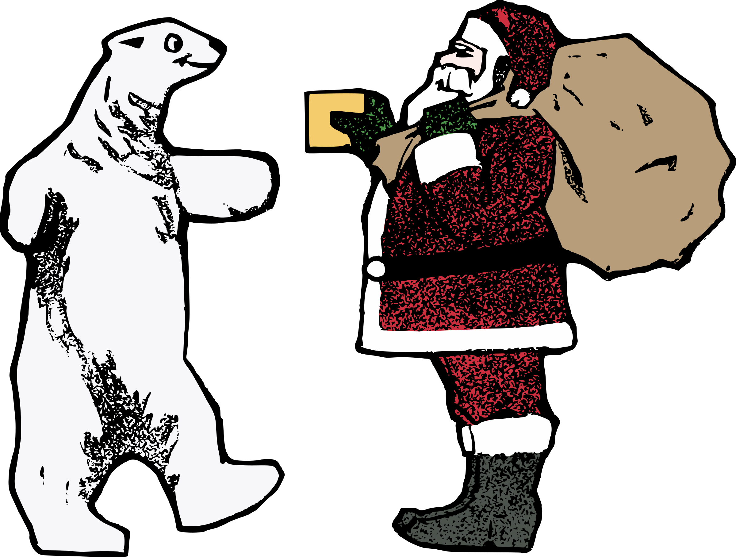 This Free Icons Png Design Of Santa And The Polar Bear (2400x1816), Png Download