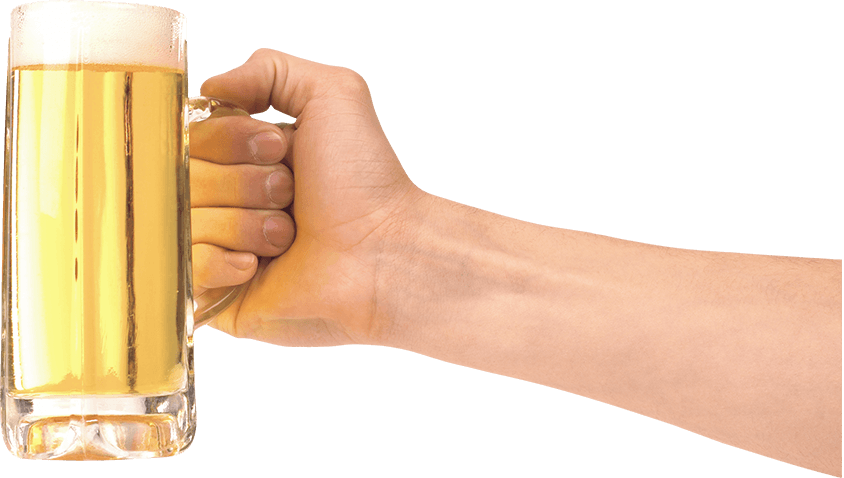 Welcome To - Holding Beer Png (844x478), Png Download