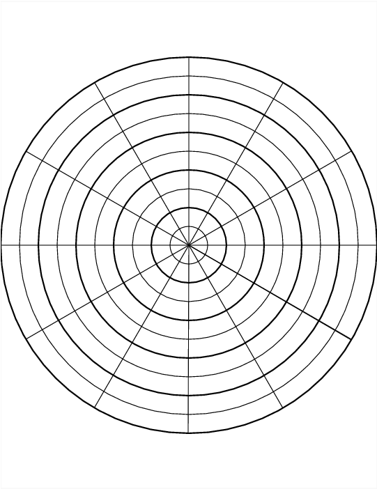 A Png Image Of A Polar Line Grid - Clock Numeral Positioning Guide (540x720), Png Download