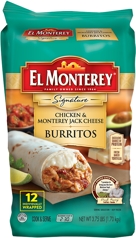 Chicken & Monterey Jack Cheese Burritos - El Monterey Chicken And Cheese Burrito (600x985), Png Download
