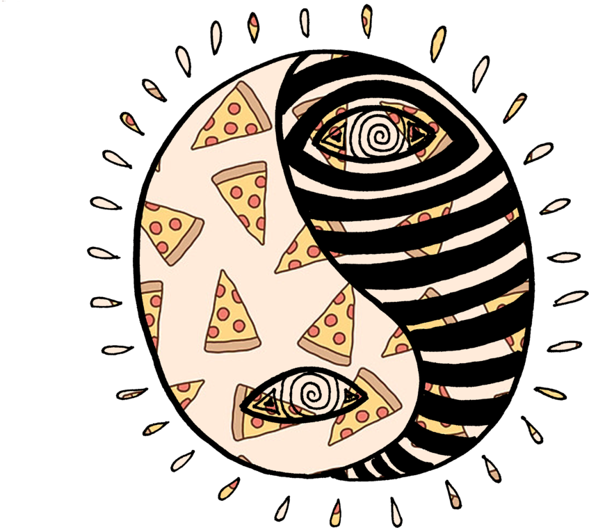 Pizza Yinyang - Sticker (1024x768), Png Download