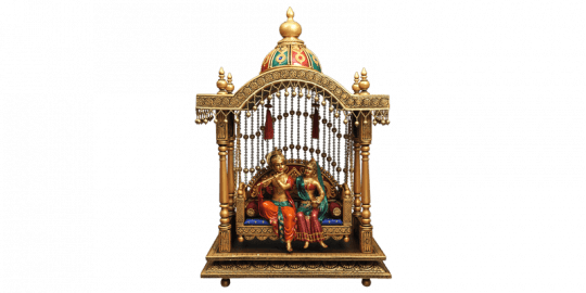 Devotional Radha-krishna Mandir Jhula With Ornate Dome - Cage (540x270), Png Download