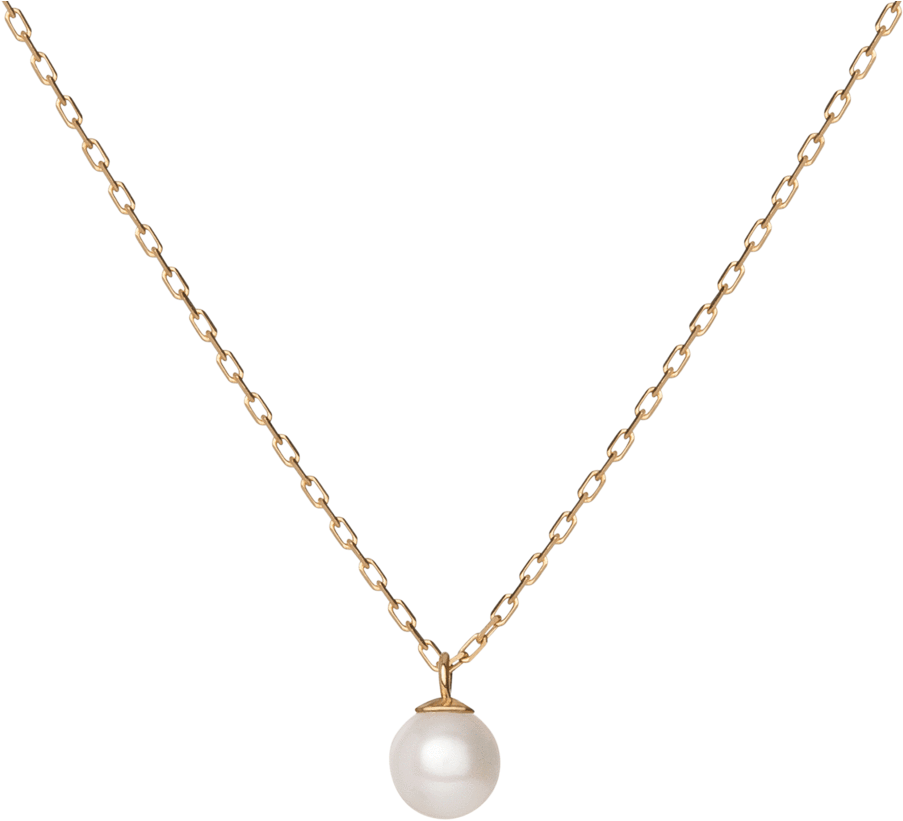 Single Pearl Pendant Gold Necklace (1024x1024), Png Download