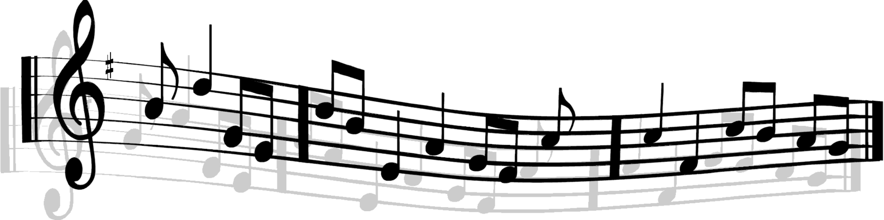 Music Staff Clip Art Free - Transparent Background Music Notes Png (1791x446), Png Download