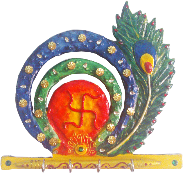 Krishna Flute With Peacock Feather Png - Illustration (800x800), Png Download