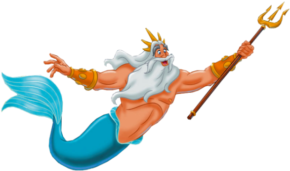 King Triton In Happy Mood - Little Mermaid King Triton Png (600x355), Png Download
