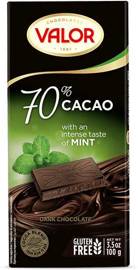 70% Dark Chocolate With Mint 100g - Valor Chocolate Mint (790x600), Png Download