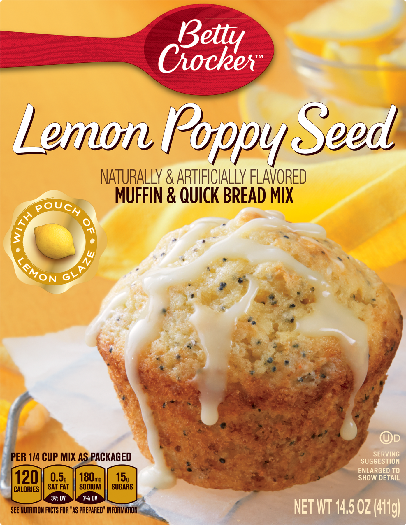 Betty Crocker Lemon Poppy Seed Muffin And Quick Bread (1800x1800), Png Download