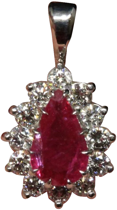 Unheated Ruby And Diamond Pendant , 14k White Gold (841x841), Png Download