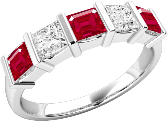 Ruby And Diamond Eternity Ring For Women In 18ct White - 0.30ct Ruby & Diamond Eternity Ring (560x560), Png Download