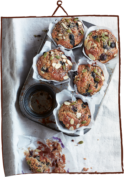 Blueberry And Almond Breakfast Muffins - Muffin (522x719), Png Download
