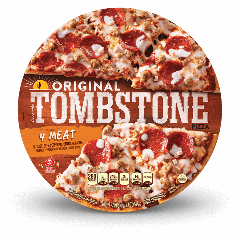 4 Meat Pizza - Canadian Bacon Tombstone Pizza (780x779), Png Download