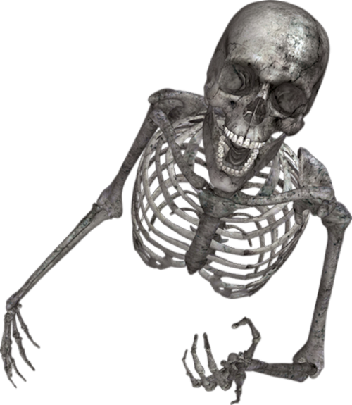 Halloween Skeleton Tells A Funny Joke Graveyard Scene (500x575), Png Download