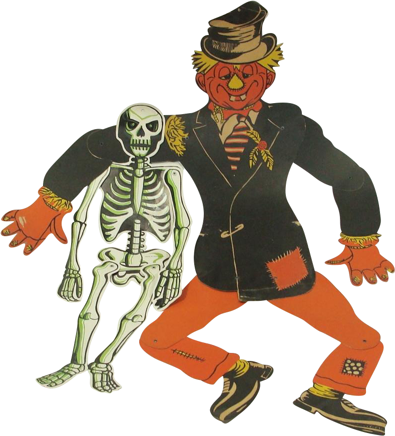 Vintage Collection Of Halloween Paper Hanging Decorations - Illustration (870x870), Png Download