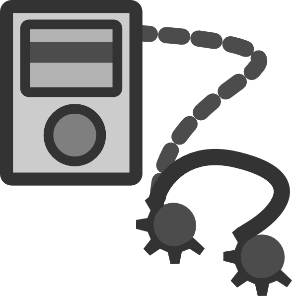 Mp3 Player With Headphones - Mp3 Clip Art (588x596), Png Download