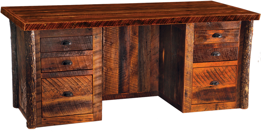 Amish Furniture Free Shipping - Lodgecraft Barnwood Executive Desk (900x900), Png Download