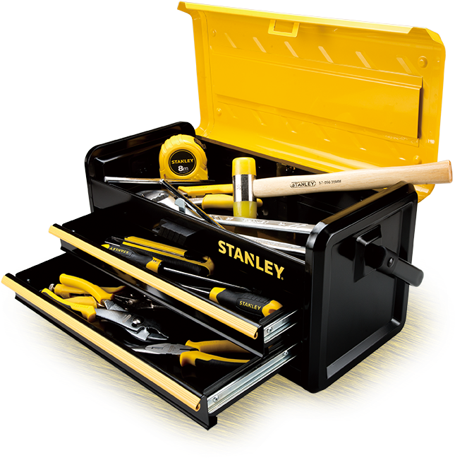 Hand Tools & Storage - Stanley 2-drawer Metal Tool Box 19" (686x667), Png Download