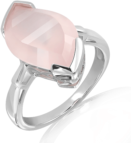 Special Faceted Rose Quartz Silver Ring - Pre-engagement Ring (500x500), Png Download