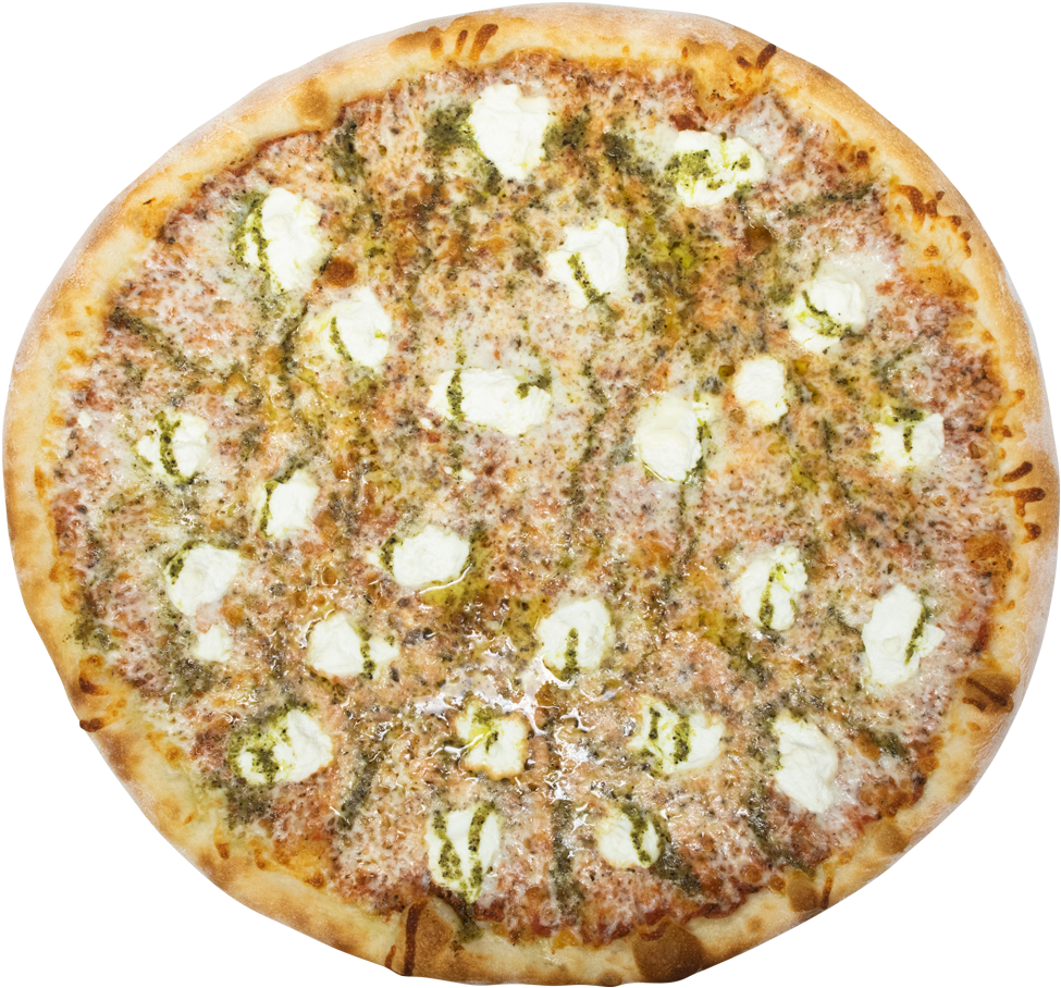 Fresh Basil Pesto & Ricotta - California-style Pizza (1000x1000), Png Download