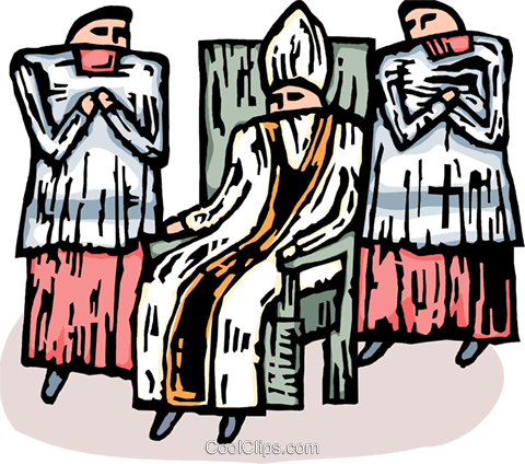 Bishop Sitting In A Chair With Altar Boys Royalty Free - Clip Art (480x424), Png Download