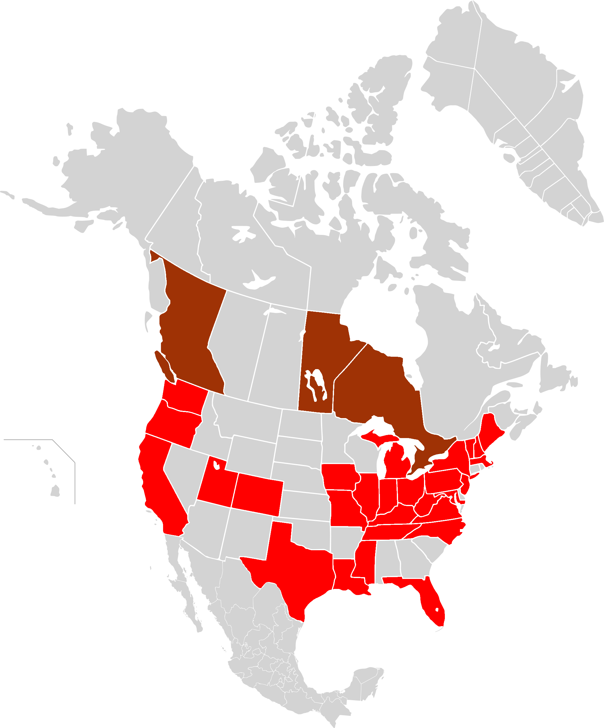 North America Usl Premier League Map 2011 - 1977 Blackout Map (2000x2408), Png Download