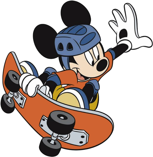 Skateboarding Clipart Mickey Mouse Clubhouse - Mickey Mouse On A Skateboard (631x644), Png Download