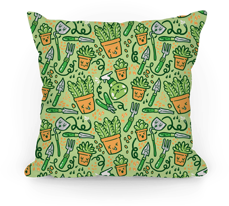Kawaii Plants And Gardening Tools Pillow - Cushion (484x484), Png Download