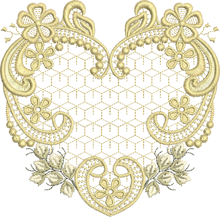 32 - Golden Heart - Embroidery (741x732), Png Download
