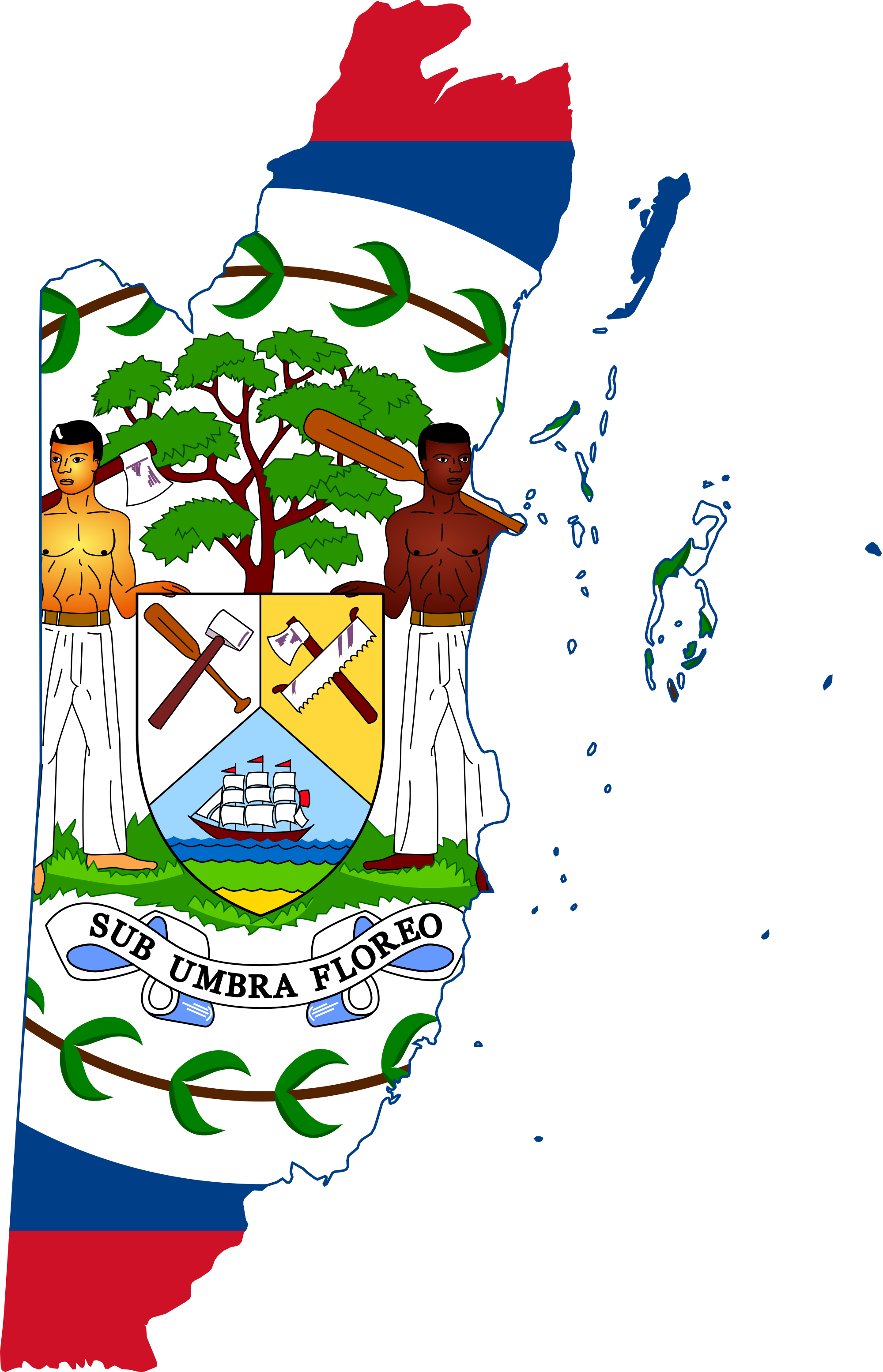 Flag-map Of Belize Map Of Belize, Mesoamerican, Caribbean - Belize Flag Map (2000x3109), Png Download