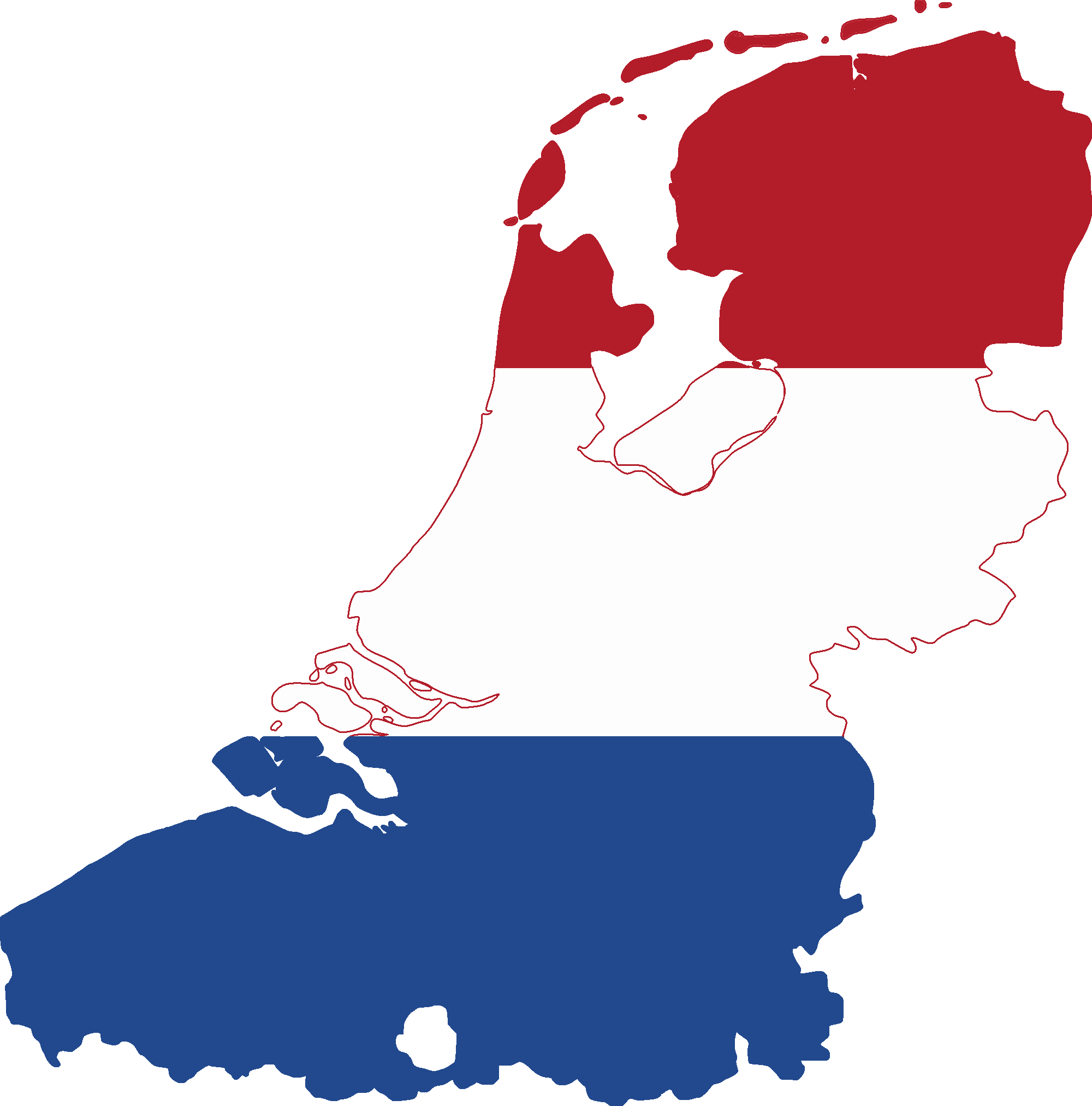 Flag Map Of The Dutch Language - Netherland Flag Map (2000x2025), Png Download