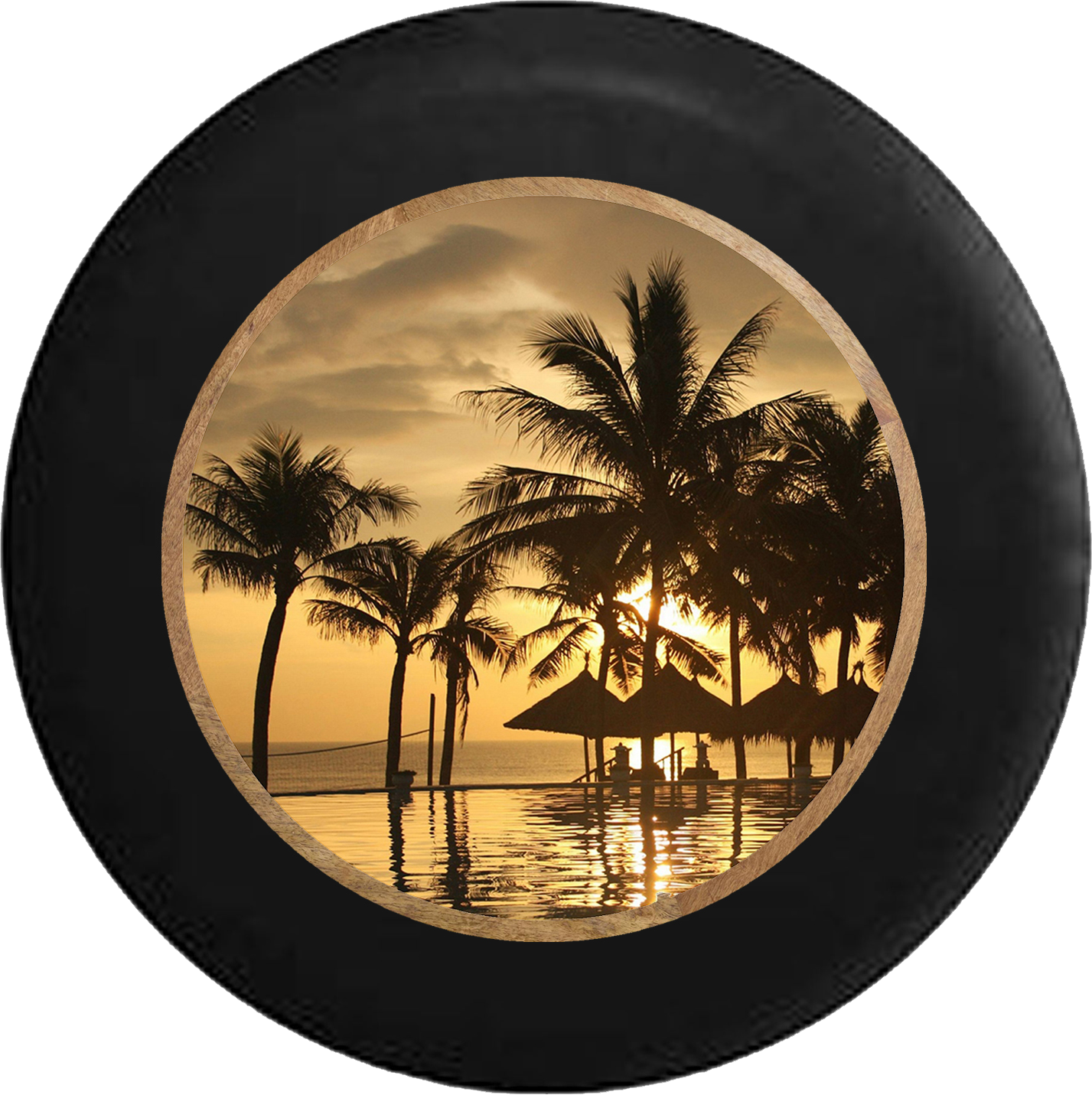 Tropical Island Beach Vacation Hut Palm Trees Rv Camper - Palm Trees Sunset Hd (1427x1431), Png Download