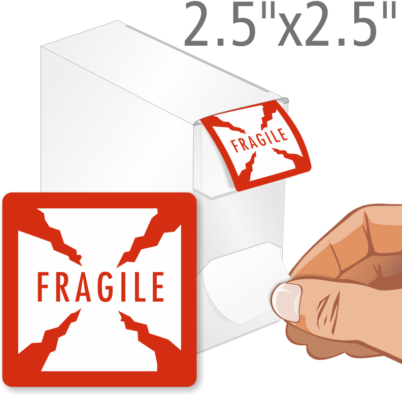 Fragile Shipping Labels In Dispenser Box - 500 Orm-d Cartridges, Small Arms Label, 500 Labels, (800x800), Png Download